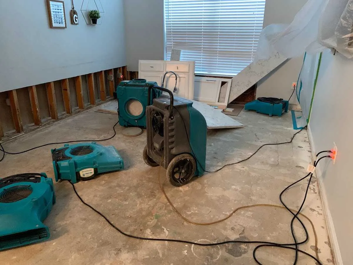 Dehumidifier in flood-cut room for Water Damage Restoration in Winona Lake